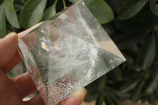   Lemurian Super Water Clear Quartz Crystal Pyramid With Great Rainbow