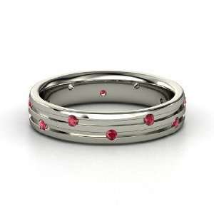  Slalom Band, Sterling Silver Ring with Ruby: Jewelry