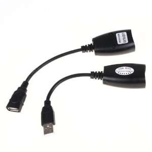  HDE USB over Cat5/5e/6 Extension Cable RJ45 Adapter Set 
