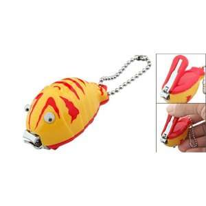   Yellow Fish Shaped Manicure Nail Clipper with Keychain: Beauty