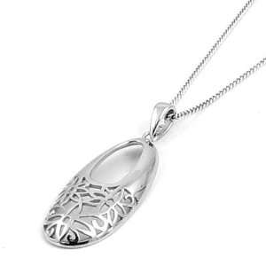  Sterling Silver Filigree Style Pendant Necklace: Jewelry