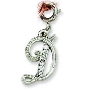   Silver tone Crystal Initial D Spring Ring Charm/Mixed Metal: Jewelry