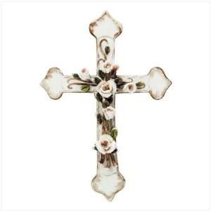  Porcelain Antique Finish Cross with Roses Only 1 left 