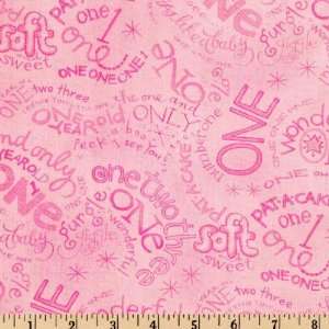  45 Wide ABCs & 123 Ages Light Pink Fabric By The Yard 