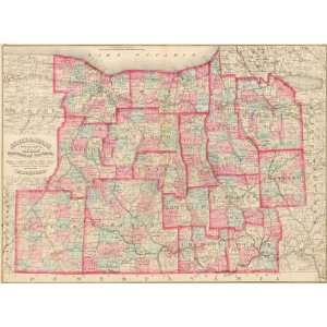  Asher & Adams 1869 Map of Monroe, Livingston, Allegany 
