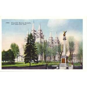  Postcard Beautiful Temple Grounds Salt Lake City Utah 