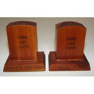   Lies Salty and Here Lies Peppy Tombstone Salt and Pepper Shakers