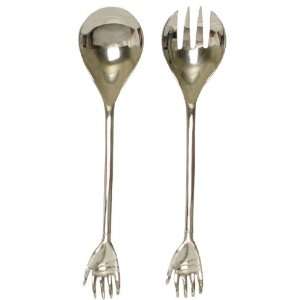  Decorative Salad Server Set With Stainless Steel Hands 