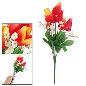   Decorative Artificial Orangered Tulip Flower Bouquet: Home & Kitchen