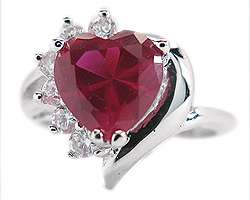 Heart Cut Red Ruby Fine Clear Topaz Ring SIZE Q/8  