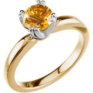 Ultra safe 8 prong Solitaire 14K Yellow Gold Ring with Fancy Orange 
