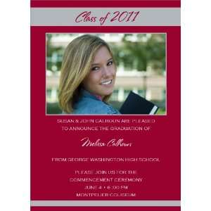 Double Band   Maroon & Silver Photo Graduation Cards 