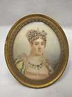   mini porcelain painted portrait victorian woman crown royalty signed