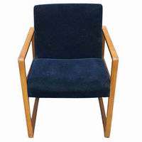   arm side chairs wood frame royal blue mohair fabric simple and elegant