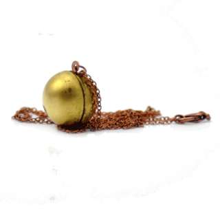 VINTAGE Orb LOCKET Long Necklace, Round, Brass & Copper  