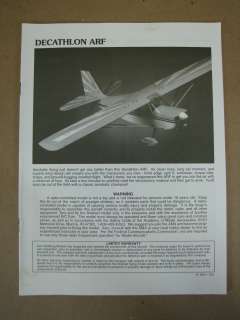 Carl Goldberg Decathlon ARF Airplane Plane Manual book  