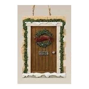 Christmas Garden All Roads Lead Home Brown Door Ornament with Wreath 