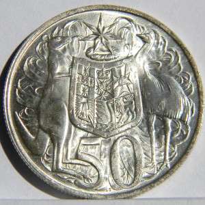 AUSTRALIA, Elizabeth II 1966 silver 50 Cents, 1 year type; shiny BU 