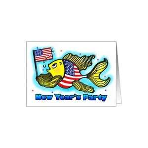 New Years Party 2013 American Flag Fish Patriotic funny cartoon Card