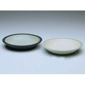 Denby Energy   Rim Soup Bowl White/Green   8 inches:  