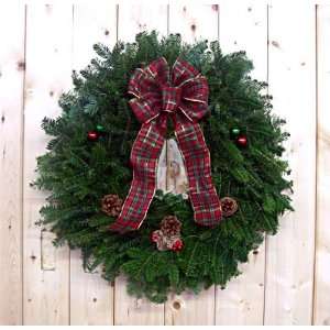  The Grinch Tartan Adorned Balsam Fir Fresh Wreath   24 