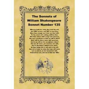 Mounted 8 inch x 6 inch (20cm x 15cm) Print Shakespeare Sonnet Number 