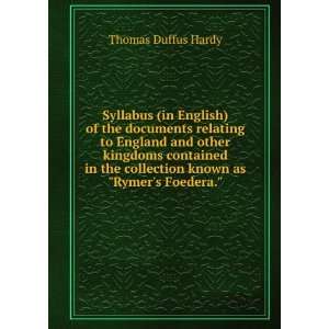  Syllabus (in English) of the documents relating to England 