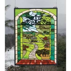   18W X 24H Tiffany Garden Gate Stained Glass Window: Home Improvement