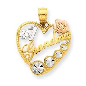    14k Yellow & Rose Gold w/Rhodium #1 Grandma Heart Pendant Jewelry