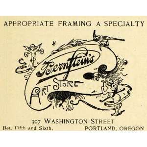  1899 Ad Bernsteins Art Store Portland Artist Painting 