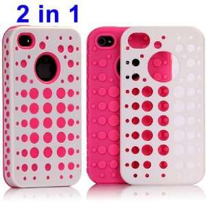  2 in 1 Detachable Circle Pink Silicone Inside + White Hard 