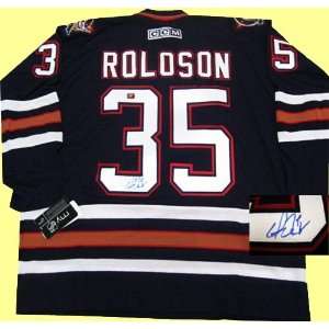  Autographed Dwayne Roloson Edmonton Oilers Jersey (Dark 