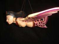 Bali Flying Mermaid Goddess Mobile Carved wood Balinese art purple 15 