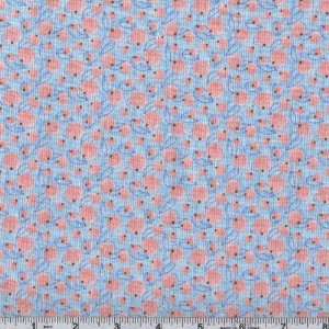  45 Wide Andromeda Flower Balls Blue Fabric By The Yard 