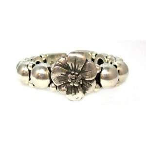  HEET Spoiled Silver and Leather Bracelet With Flower and 