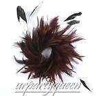 brown feather corsage safety pin brooch hair hat cap clip