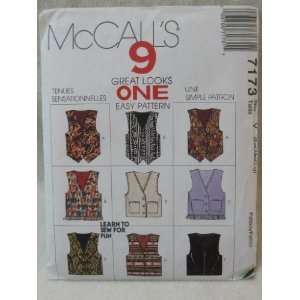  McCalls #7173   Womens and Mens Lined Vest   Sizes Sm 