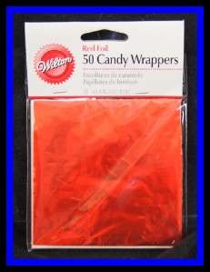 NEW Wilton **4x4 inch RED FOIL CANDY WRAPPERS** 50 ct  