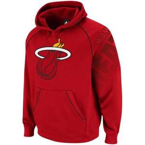 Miami Heat Adidas Red Hoops Hooded Sweatshirt sz Large  