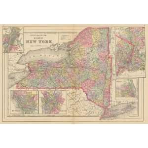  Wanamaker 1895 Antique Map of New York