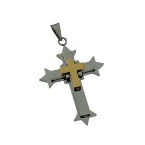   : Stainless Steel Gold & Silver Triple Layered Cross Pendant: Jewelry