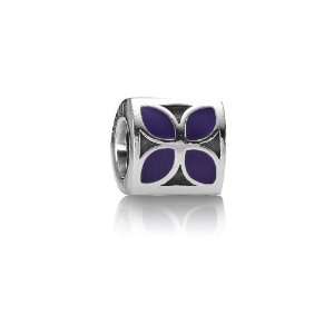  Authentic Pandora Sterling Purple Petal Flower Enamel Bead 