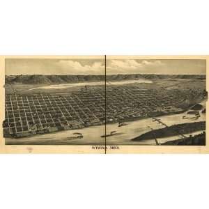 Historic Panoramic Map Winona, Minn. 1889. C. J. Pauli, del.  