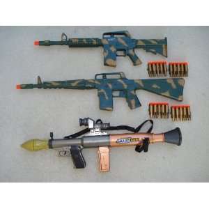  M16 + AR 15 Dart Gun Rifles Army Camouflage + Bazooka 