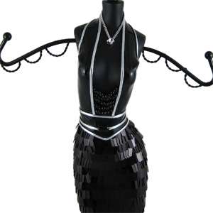 Black Sequin Jewelry Stand Doll Mannequin 15 Tall  