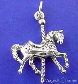 Sterling Silver CAROUSEL HORSE Merry Go Round 3D Charm  
