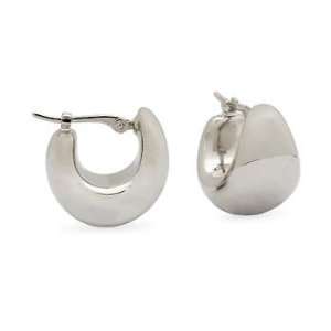  14kt White Gold Puffed Dome Hoop Earrings: Jewelry