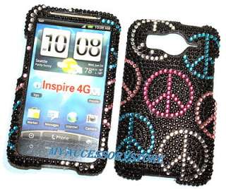 AT&T HTC Inspire 4G / Desire HD Peace Signs Crystal Jewel Bling Phone 
