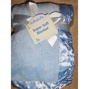   Gods Little Miracle Baby Blanket Blue with Blue satin trim: Baby