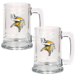 Minnesota Vikings Nfl 2Pc 15Oz Glass Tankard Set  Primary Logo:  